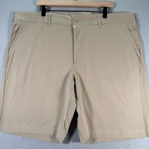 Cotton Traders Khaki Chino Shorts Mens 42 Brown Classic Comfort Solid Preppy 10"